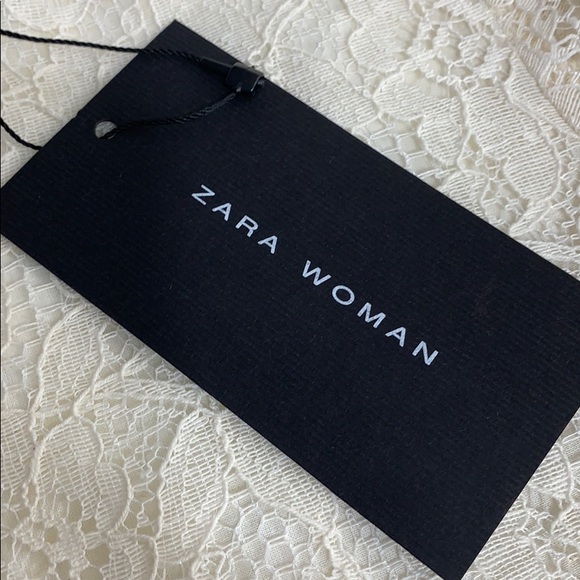 🌻 🆕 Zara Basic Zara Woman Cream Lace Overlay Top - Picture 9 of 14